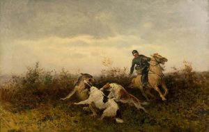 Wolf hunt with borzois