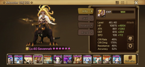A screenshot of the character Savannah in the game of Summoners War