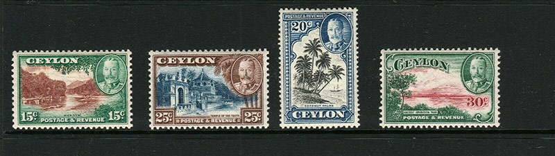 Ceylon 1935 KGV stamps