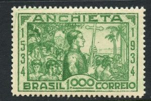 1000R Green Brazil Stamp