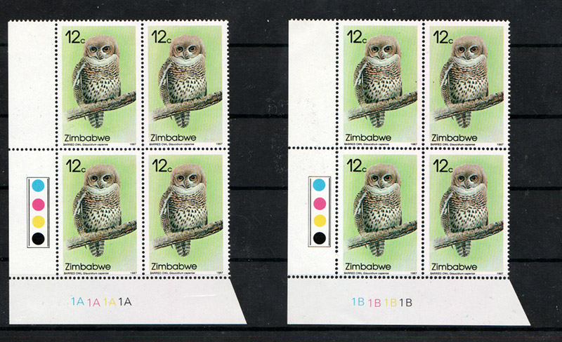 Zimbabwe 12c Owls 1987 Blocks