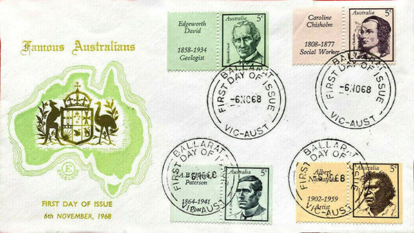 Famous Australians FDC with Labels