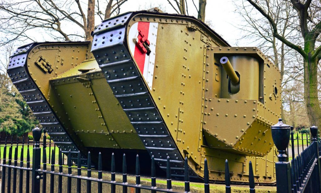 World War I replica tank In Cedars Park Cheshunt