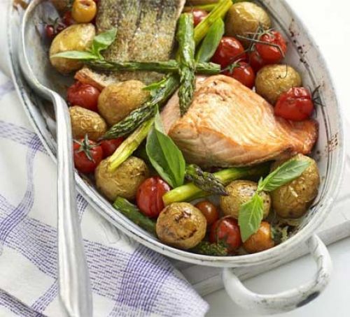 One Pan Salmon With Roast Asparagus Recipe