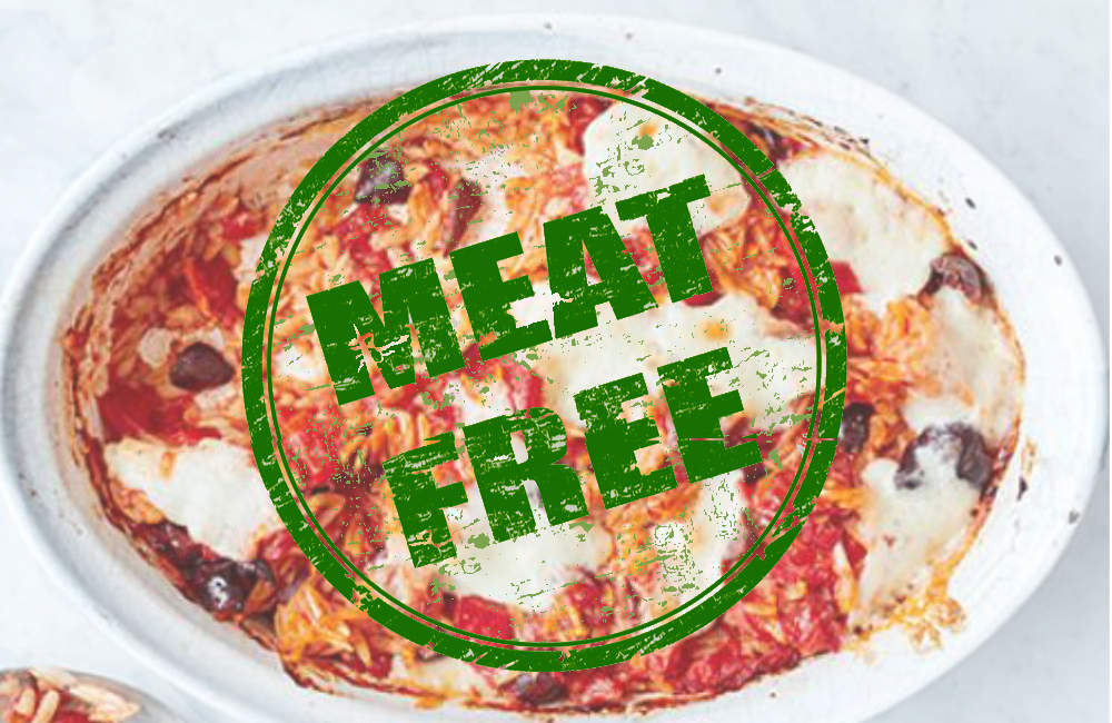 This Week’s Meat-free Recipe: Baked tomato & mozzarella orzo