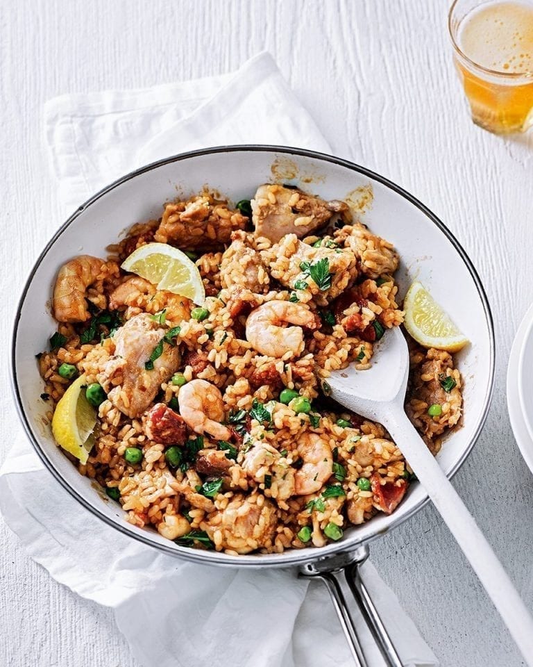 Chicken, Prawn And Chorizo Paella Recipe