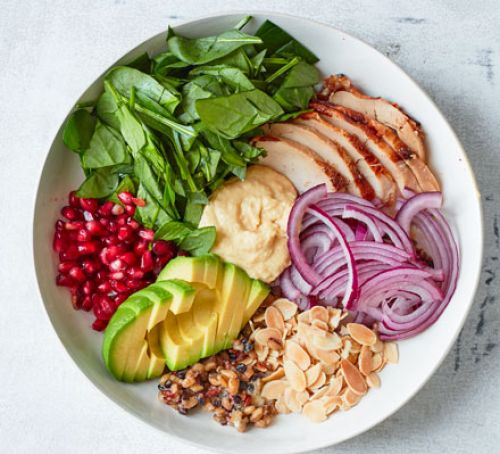 Healthy Chicken Hummus Bowl