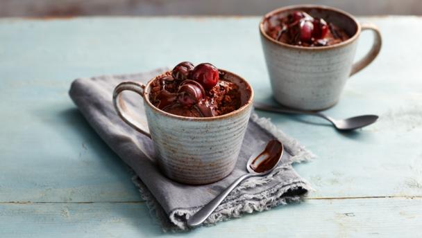 Cherry and chocolate mug cake