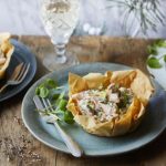 Salmon, leek and dill tarts