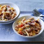 Penne with roasted vegetable and tomato sauce