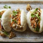 Steamed bao buns with spicy cauliflower