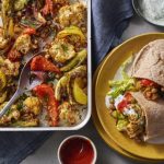 Chickpea traybake pittas