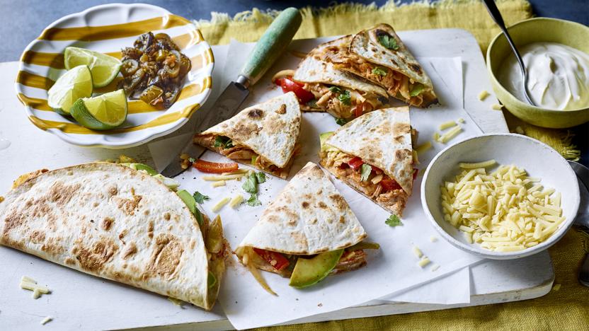 Chicken and pepper quesadillas