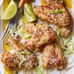Air fryer chicken wings with honey and sesame