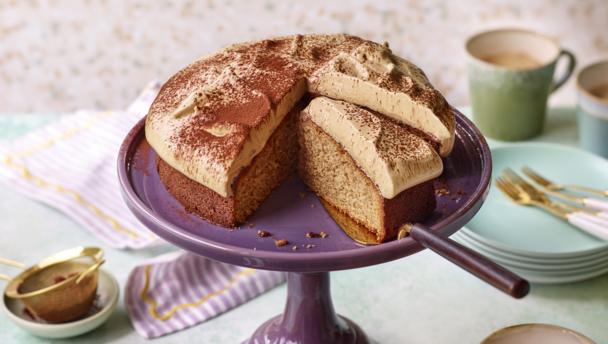 Coffee cake with dalgona coffee cream