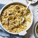 One-pan mushroom and leek orzo