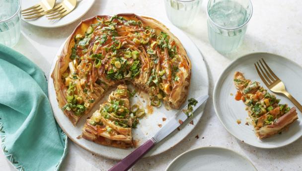Paprika egg filo bake