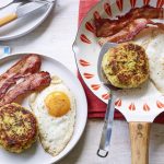 Herby potato cakes with bacon and eggs