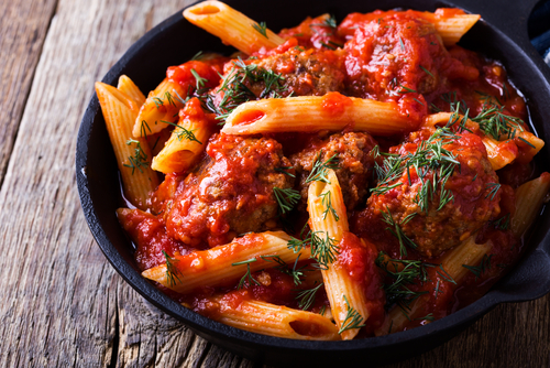 Vegan meatball one-pot pasta