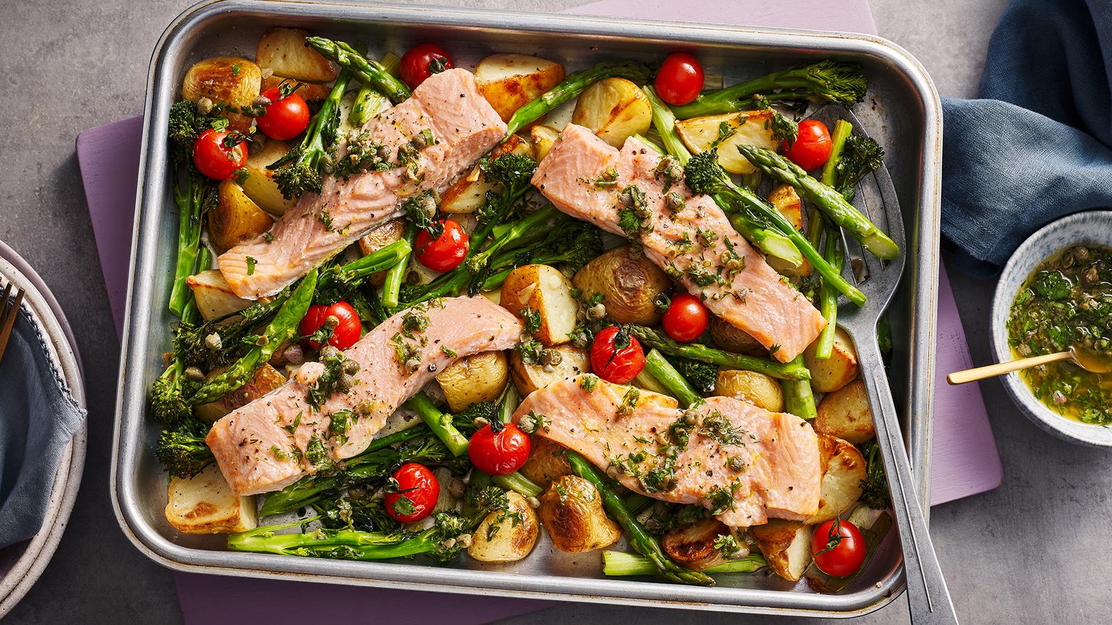 One-pan baked salmon