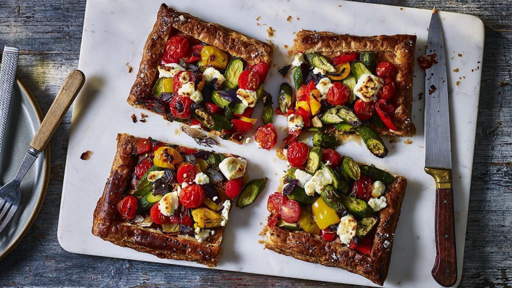 Mediterranean puff pastry tart