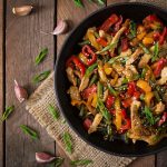 Black pepper chicken and vegetable stir-fry