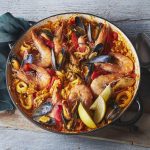 Chicken and seafood paella