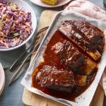 Sticky short beef ribs and lemon coleslaw