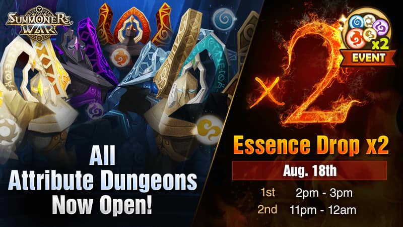 2x Essence Drop & All Attribute Dungeons Open!