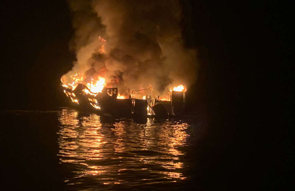 Twenty-five bodies have been found after a boat on a fire near California