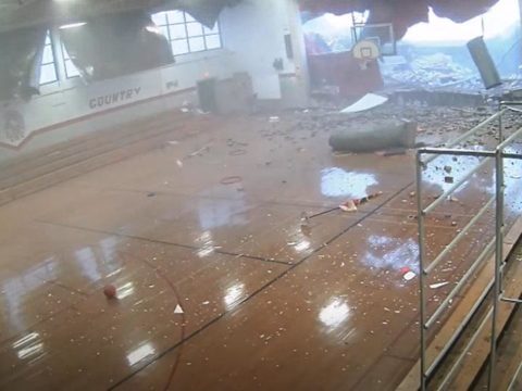 Students Flee Hall As Microburst Breaks Down Wall