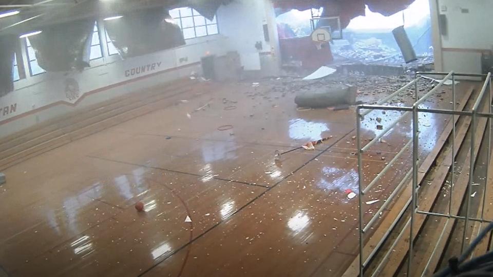 Students Flee Hall As Microburst Breaks Down Wall