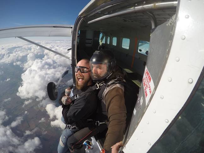 Height Fearing Step-Dad Raises Money For Son By Skydiving!