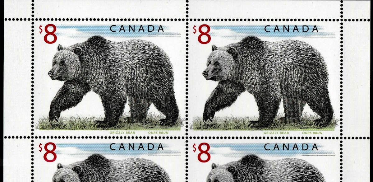 Animal Stamps To Look For Canada’s $8 Grizzly Bear From 1997