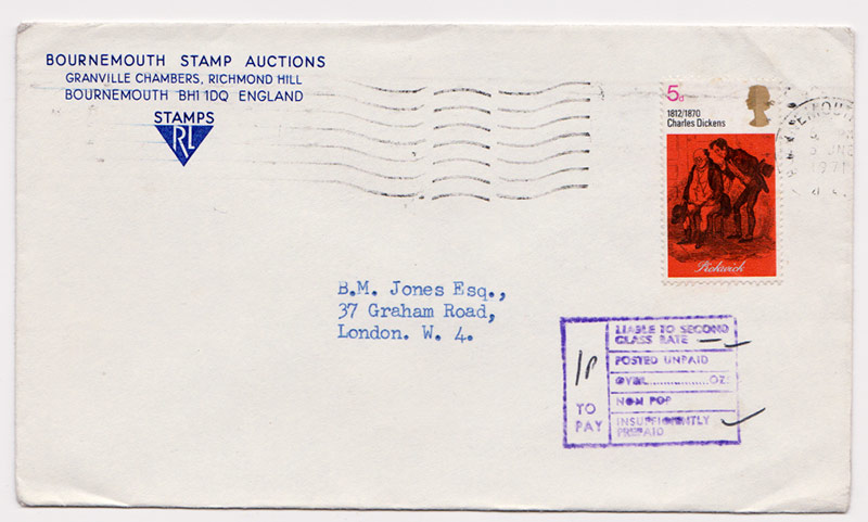 Postal History Collecting – GB 1971 Insufficiently Prepaid