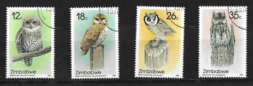 Zimbabwe 1987 Owls Popular Birds Thematic Set