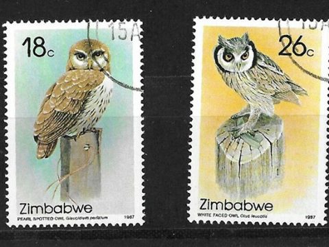 Zimbabwe 1987 Owls Popular Birds Thematic Set