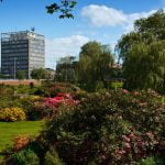 Bitts park, looking out towards council building