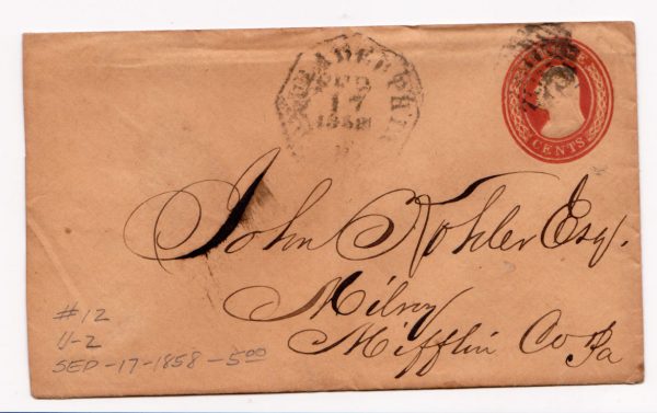 USA 1858 Postal Stationery