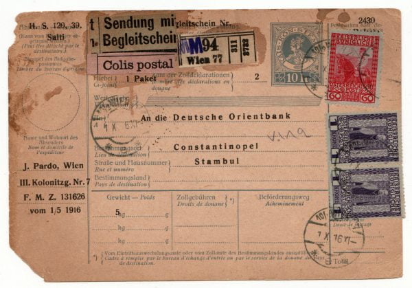 Austria 1916 parcel receipt Card