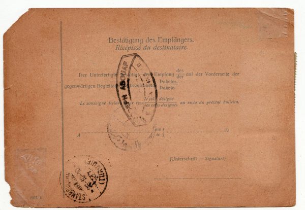 Austria 1916 Parcel card to Turkey