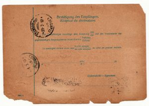 1917 Austria Parcel receipt