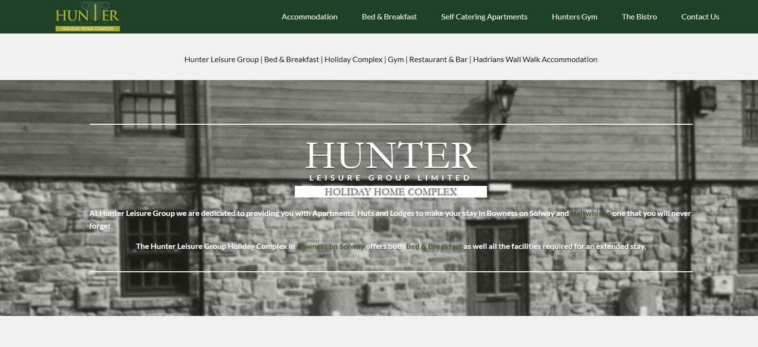 Image of the Hunter Leisure Group Website