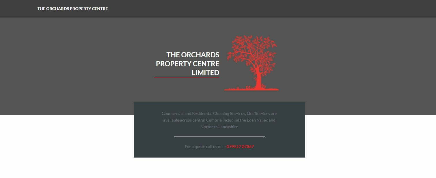 Image of the Orchards Property Cleaning Services Website